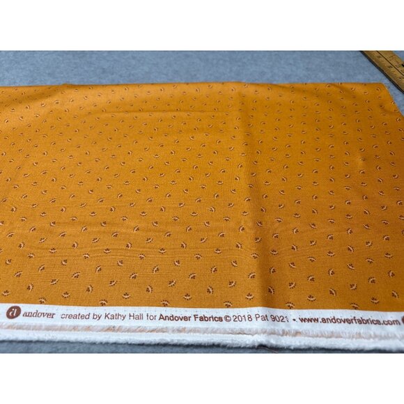 Andover Fabrics Kathy Hall Mustard Tiny Paisley Pattern Cotton Fabric 16" x 44" - Picture 4 of 5